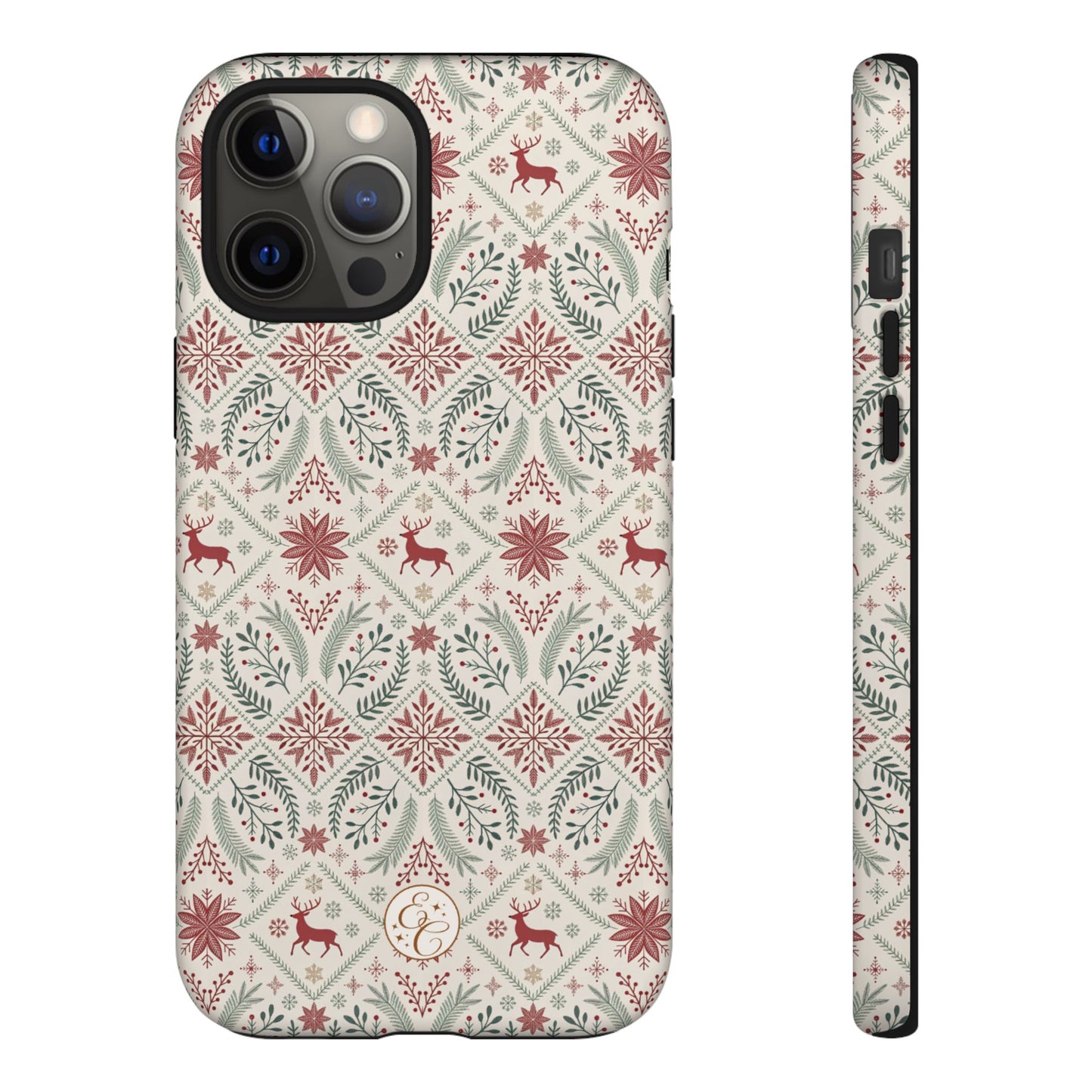Red Reindeer Christmas Pattern Tough Phone Case