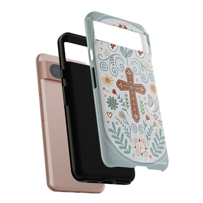 Christian Cross Floral Tough Phone Case