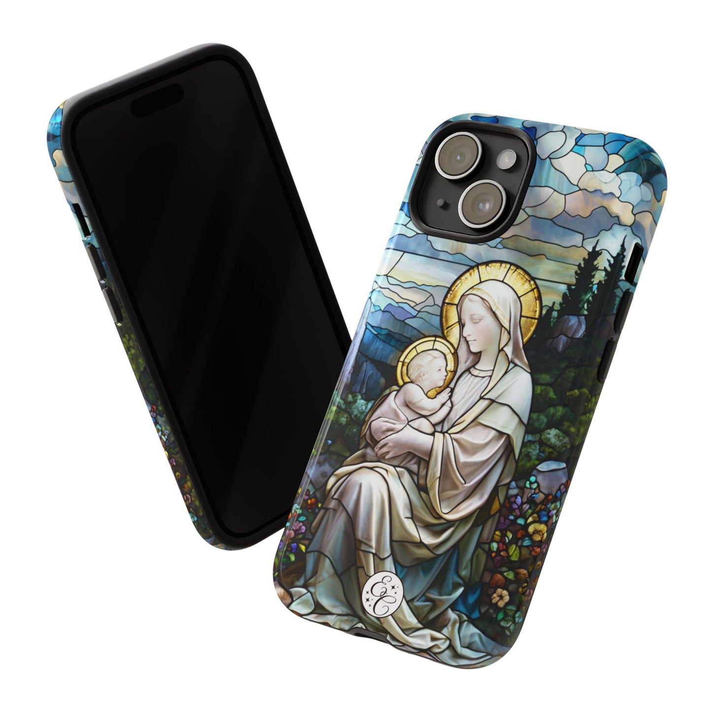 Virgin Mary with Baby Jesus Stained Glass Tough Phone Case