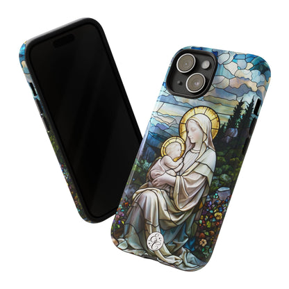 Virgin Mary with Baby Jesus Stained Glass Tough Phone Case