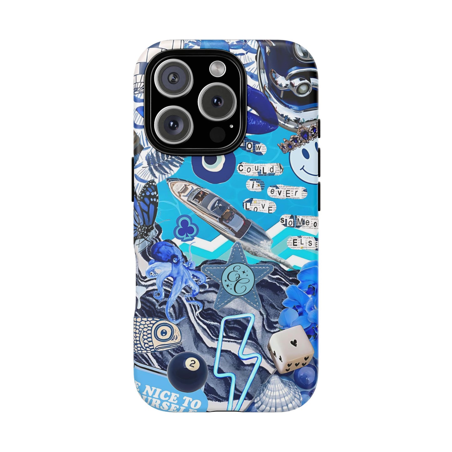 Eclectic Blue Collage Tough Phone Case