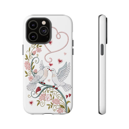 Romantic Love Birds Embroidery Tough Phone Case