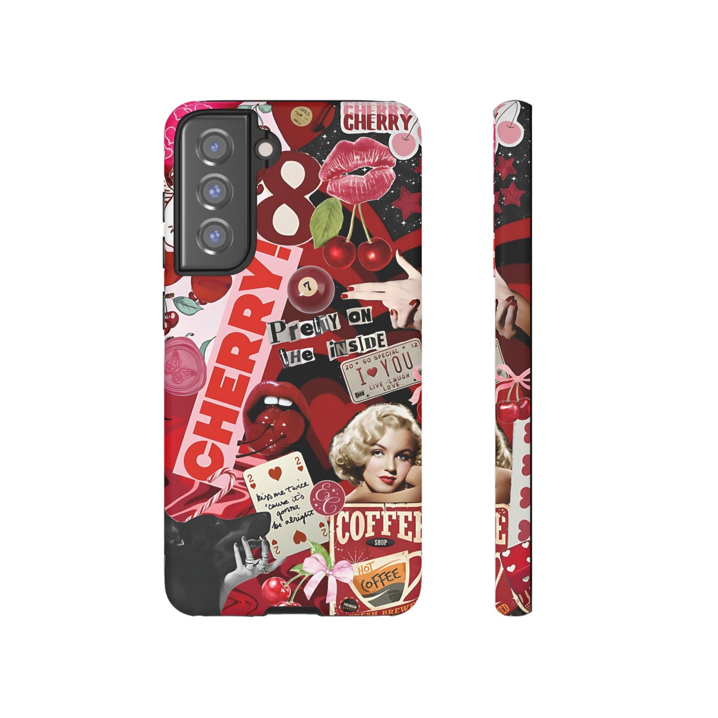 Cherry Theme Retro Collage Tough Phone Case