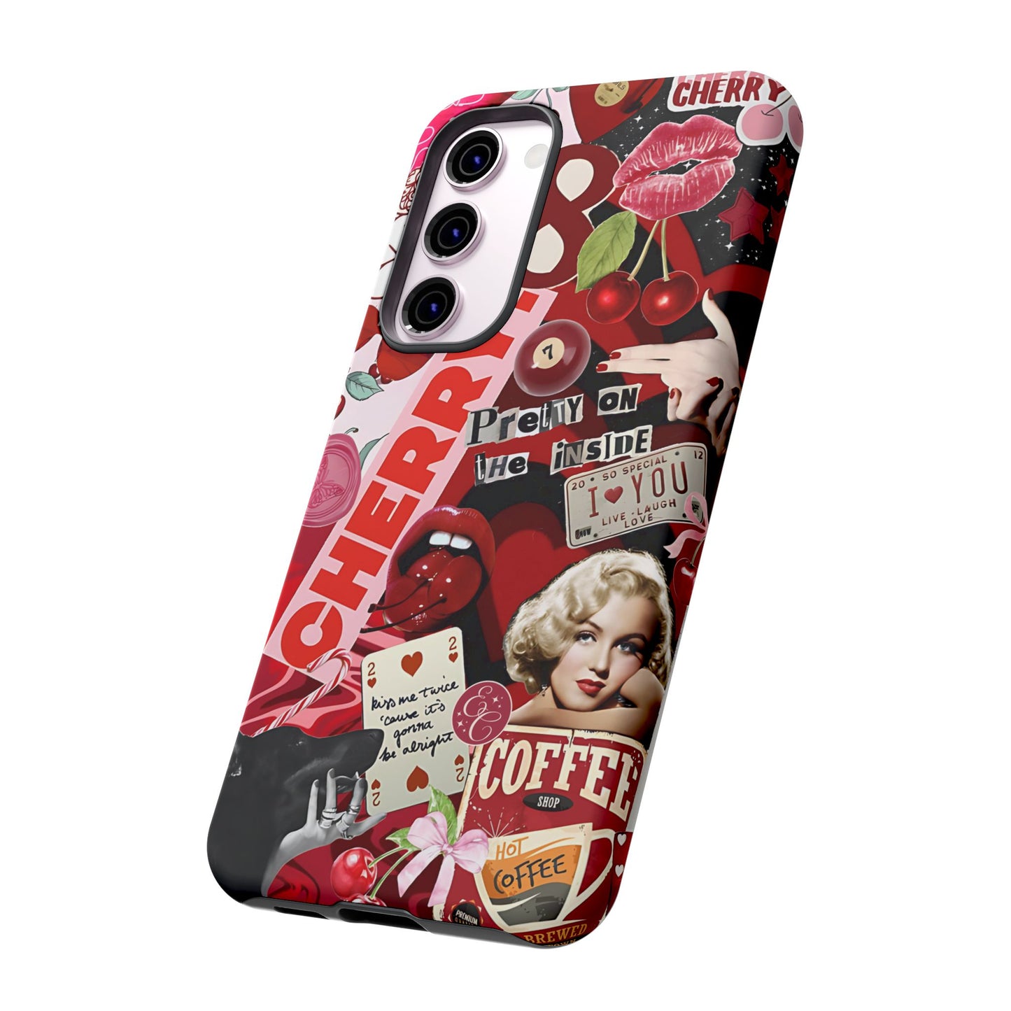 Cherry Theme Retro Collage Tough Phone Case