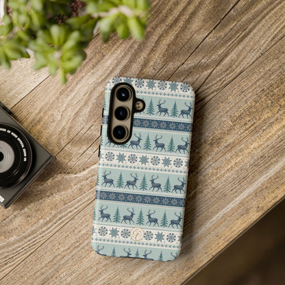 Blue Winter Reindeer Tough Phone Case