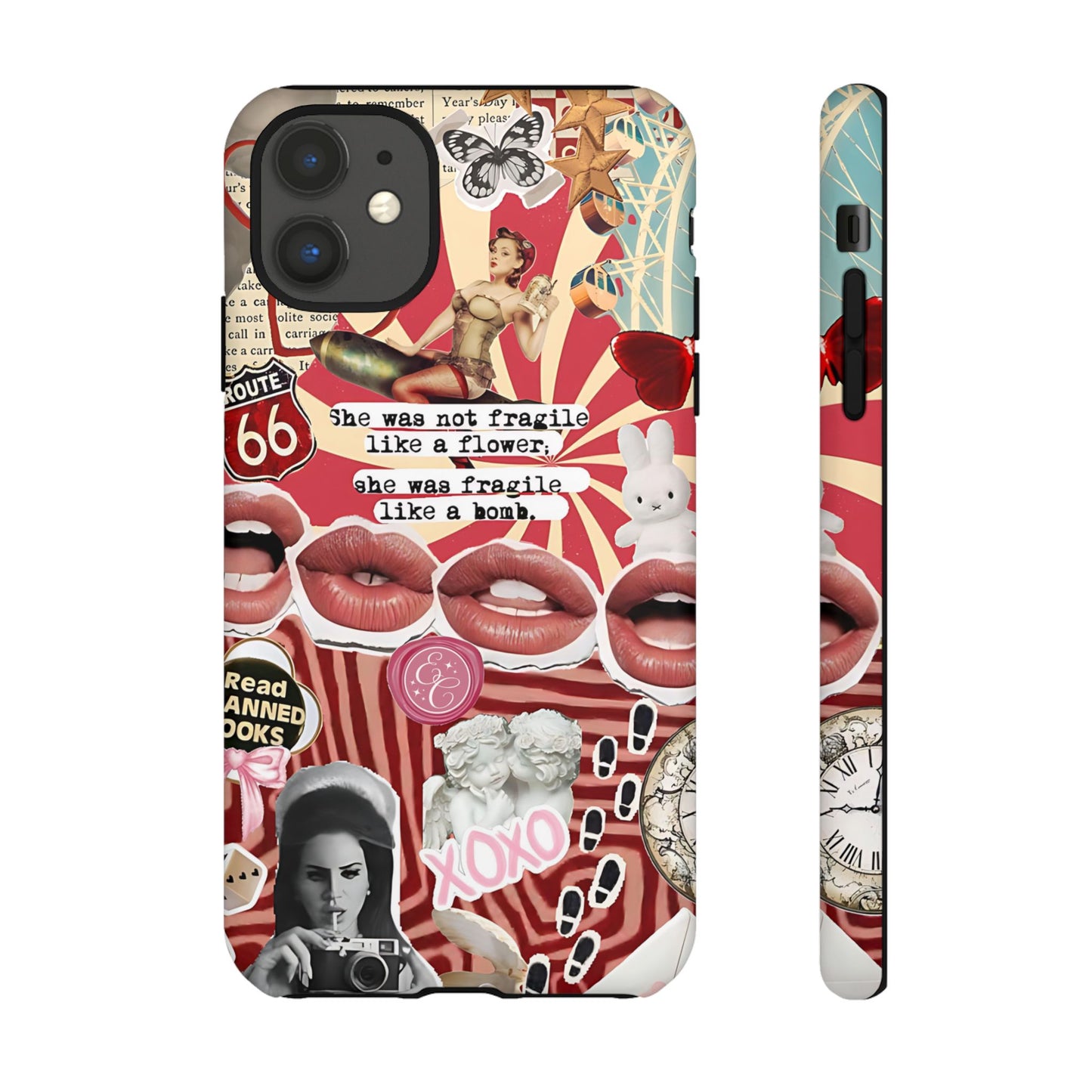 Feminine Aesthetic Retro Collage Tough Phone Case