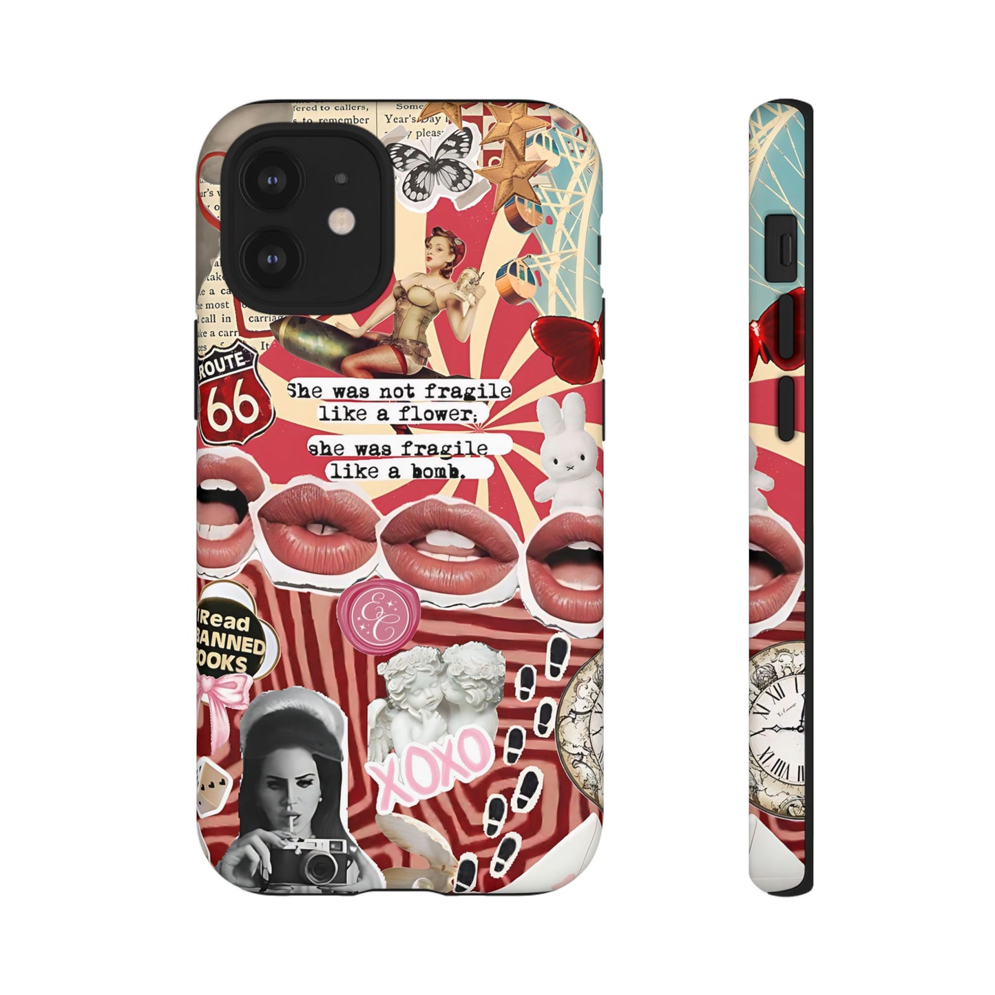 Feminine Aesthetic Retro Collage Tough Phone Case