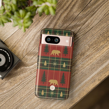 Christmas Bear Plaid Tough Phone Case