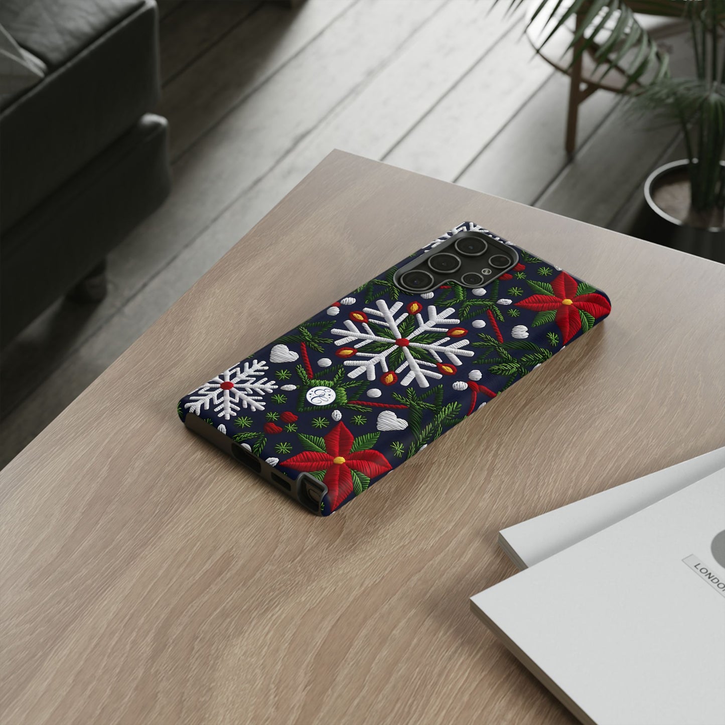 Snowflakes and Poinsettias Tough Phone Case