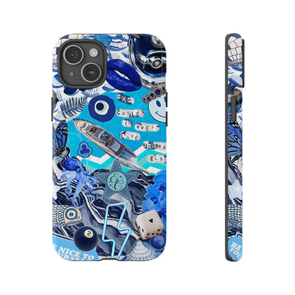 Eclectic Blue Collage Tough Phone Case