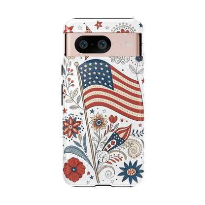 Boho USA Flag Floral Tough Phone Case