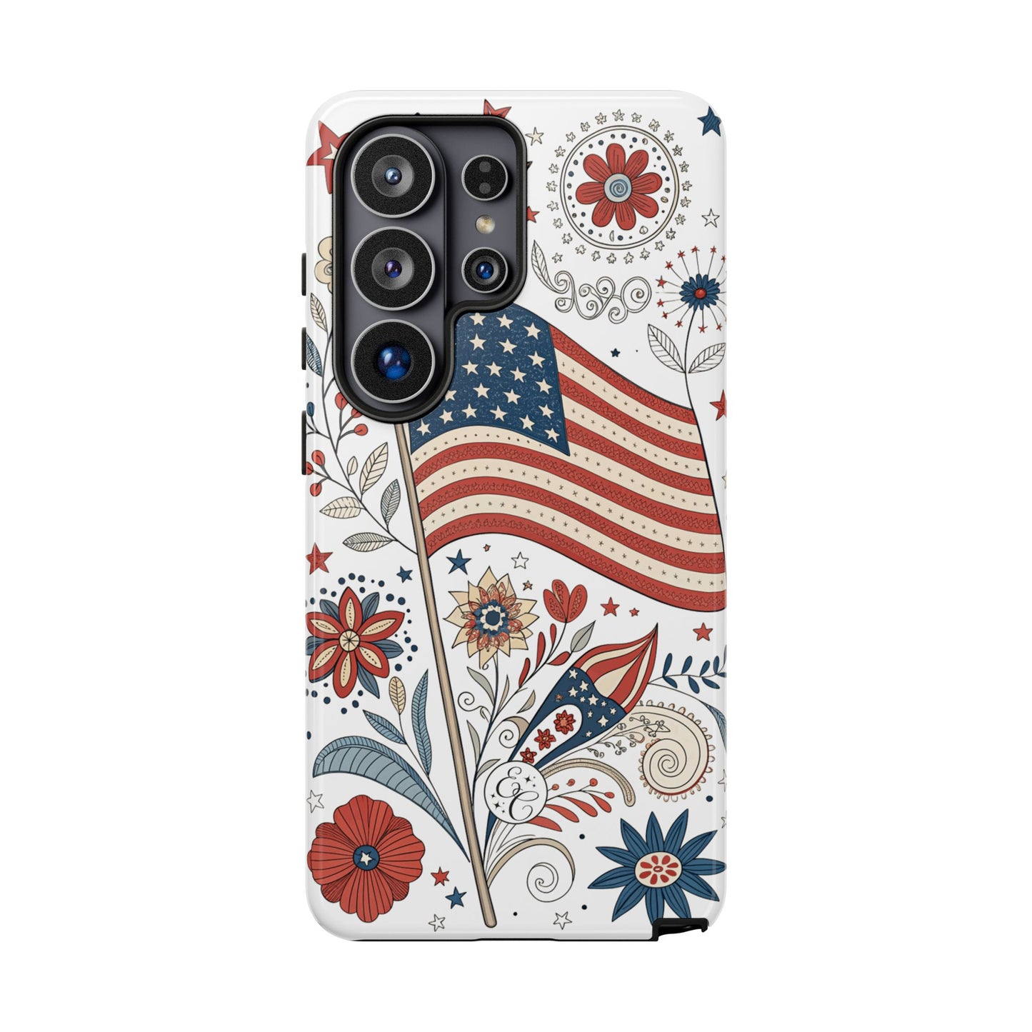 Boho USA Flag Floral Tough Phone Case