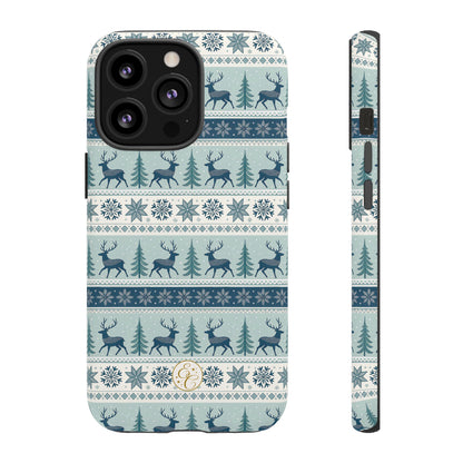 Blue Winter Reindeer Tough Phone Case