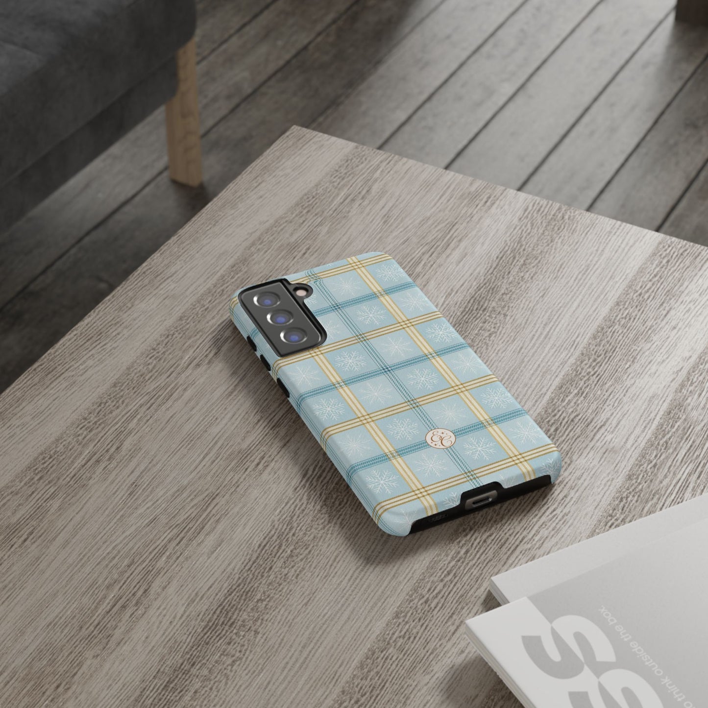 Blue Winter Plaid Tough Phone Case