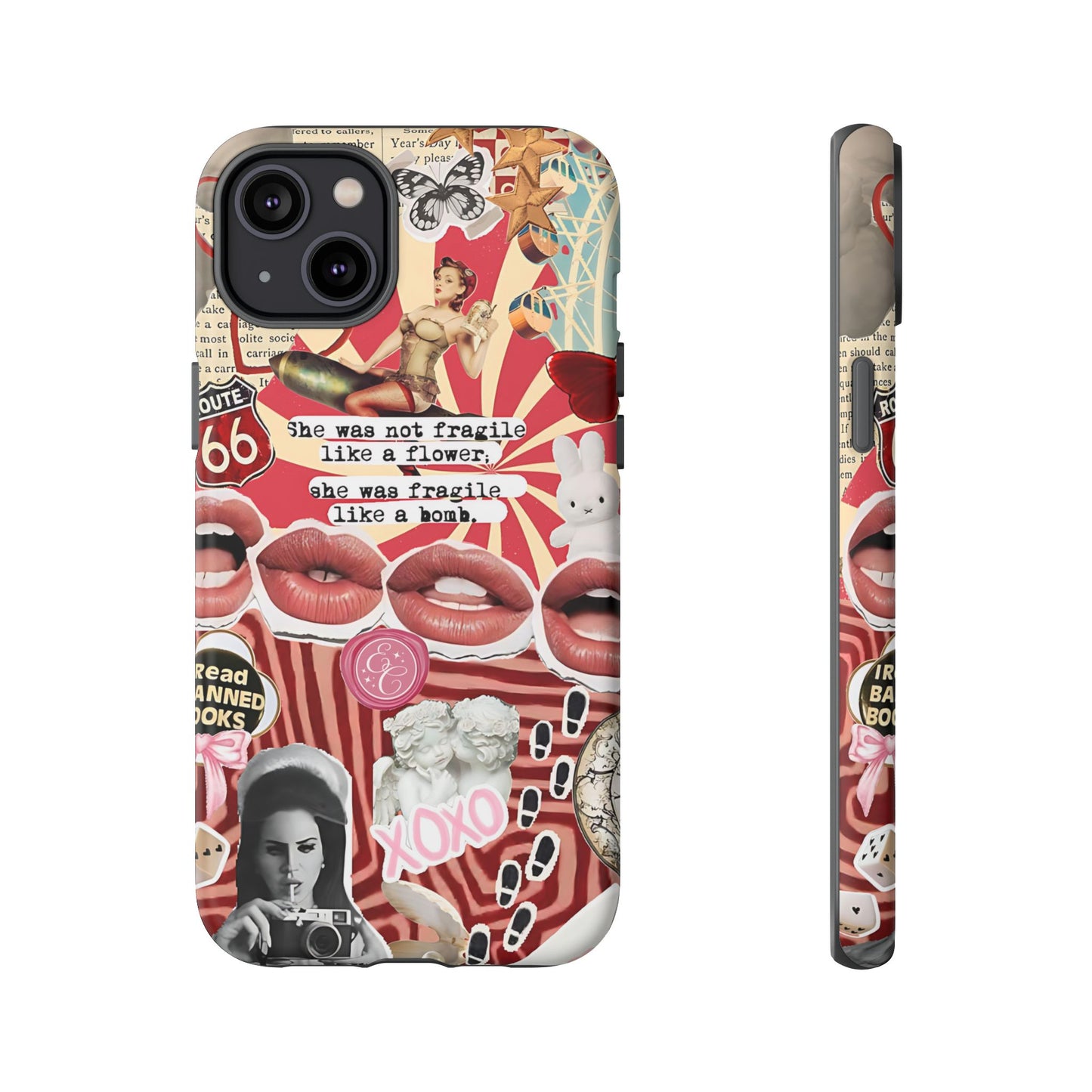 Feminine Aesthetic Retro Collage Tough Phone Case