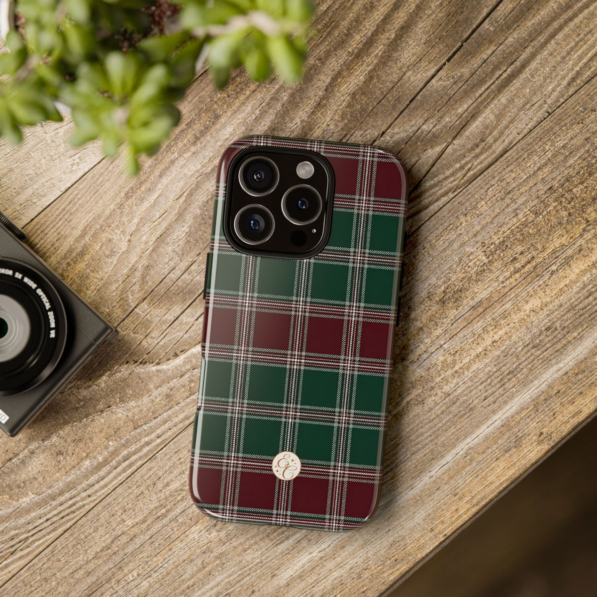 Green & Burgundy Plaid Christmas Phone Case