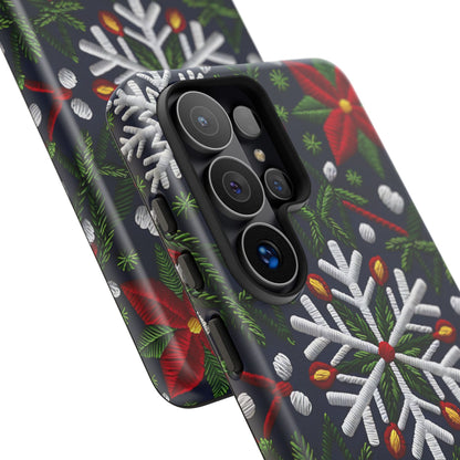 Snowflakes and Poinsettias Phone Case