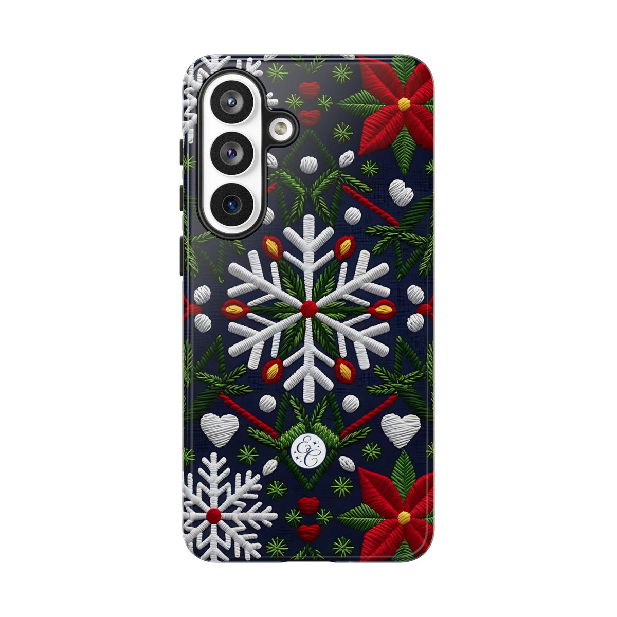 Snowflakes and Poinsettias Phone Case