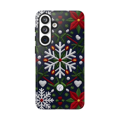 Snowflakes and Poinsettias Phone Case