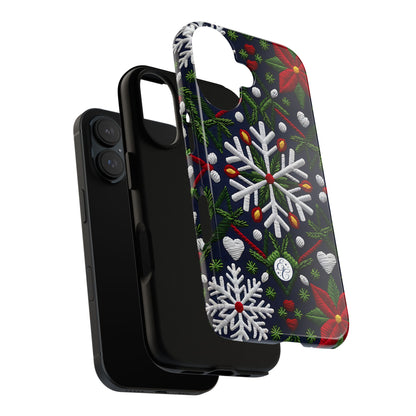 Snowflakes and Poinsettias Tough Phone Case