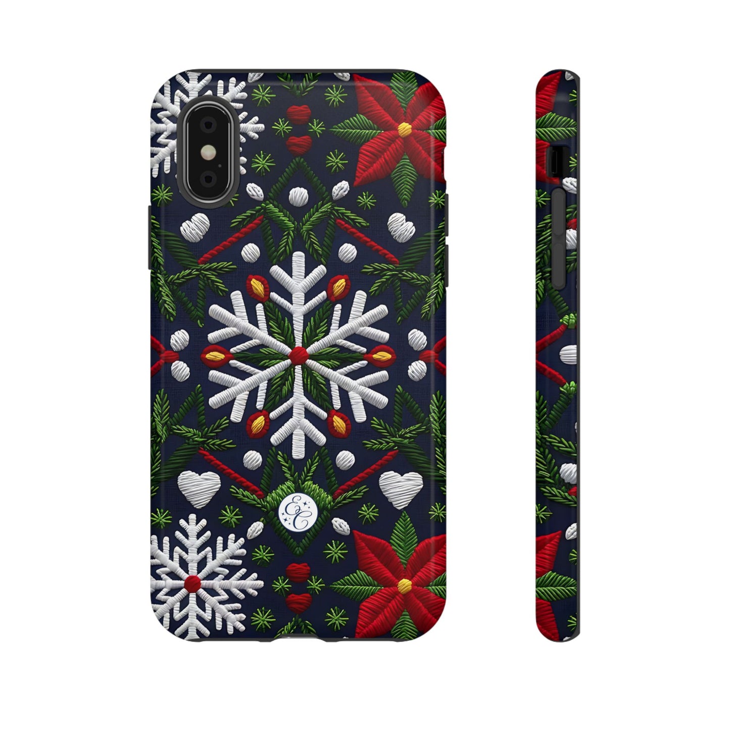 Snowflakes and Poinsettias Tough Phone Case