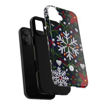 Snowflakes and Poinsettias Phone Case