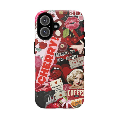 Cherry Theme Retro Collage Tough Phone Case