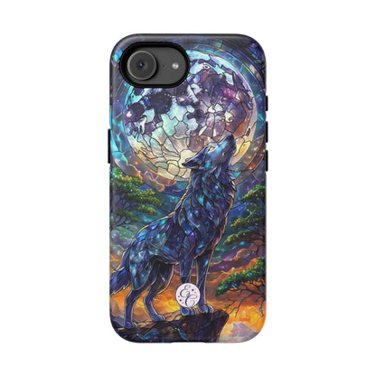 Moonlit Wolf Stained Glass Halloween Phone Case