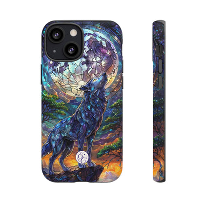 Moonlit Wolf Stained Glass Halloween Phone Case