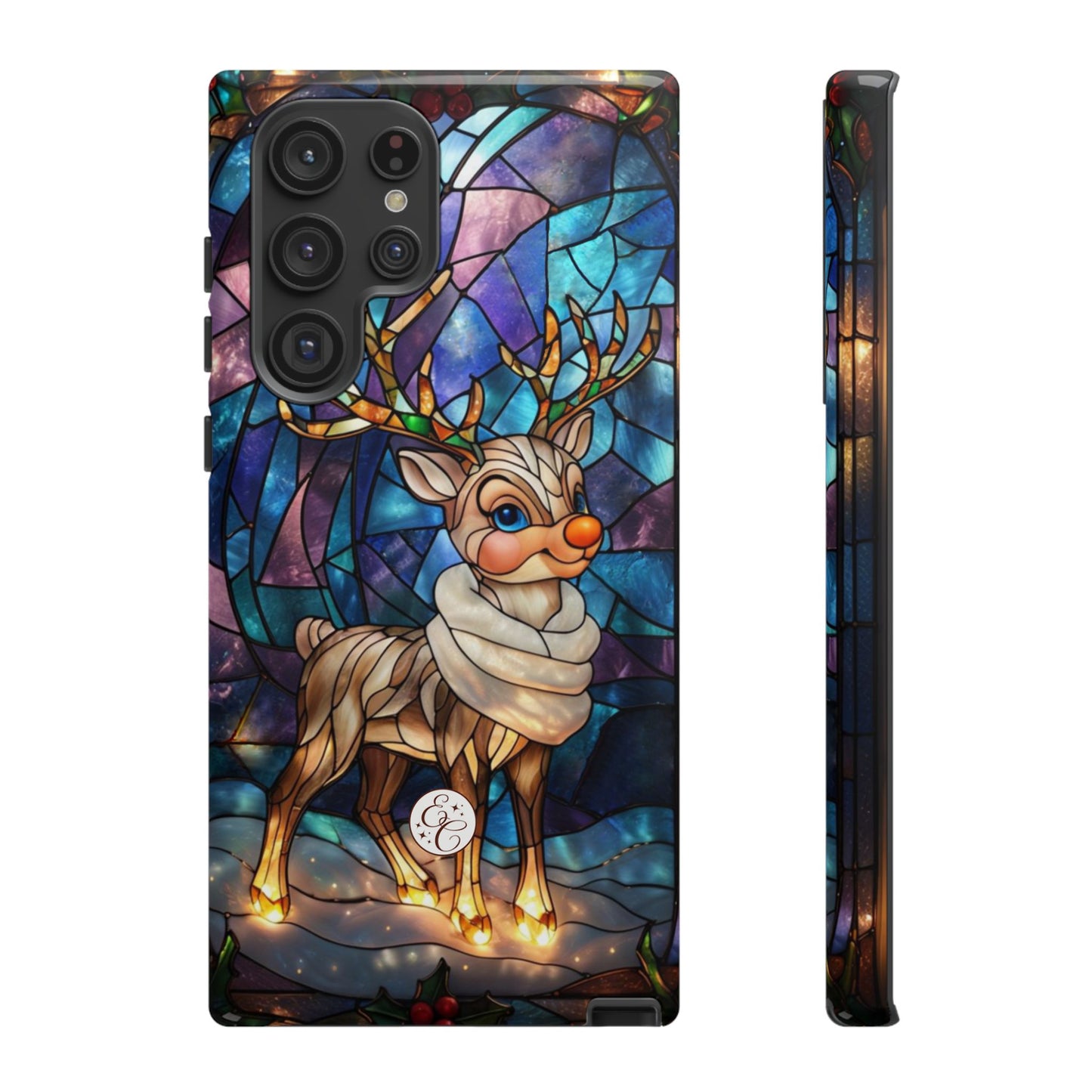 Cute Reindeer Stained Glass Tough Phone Case