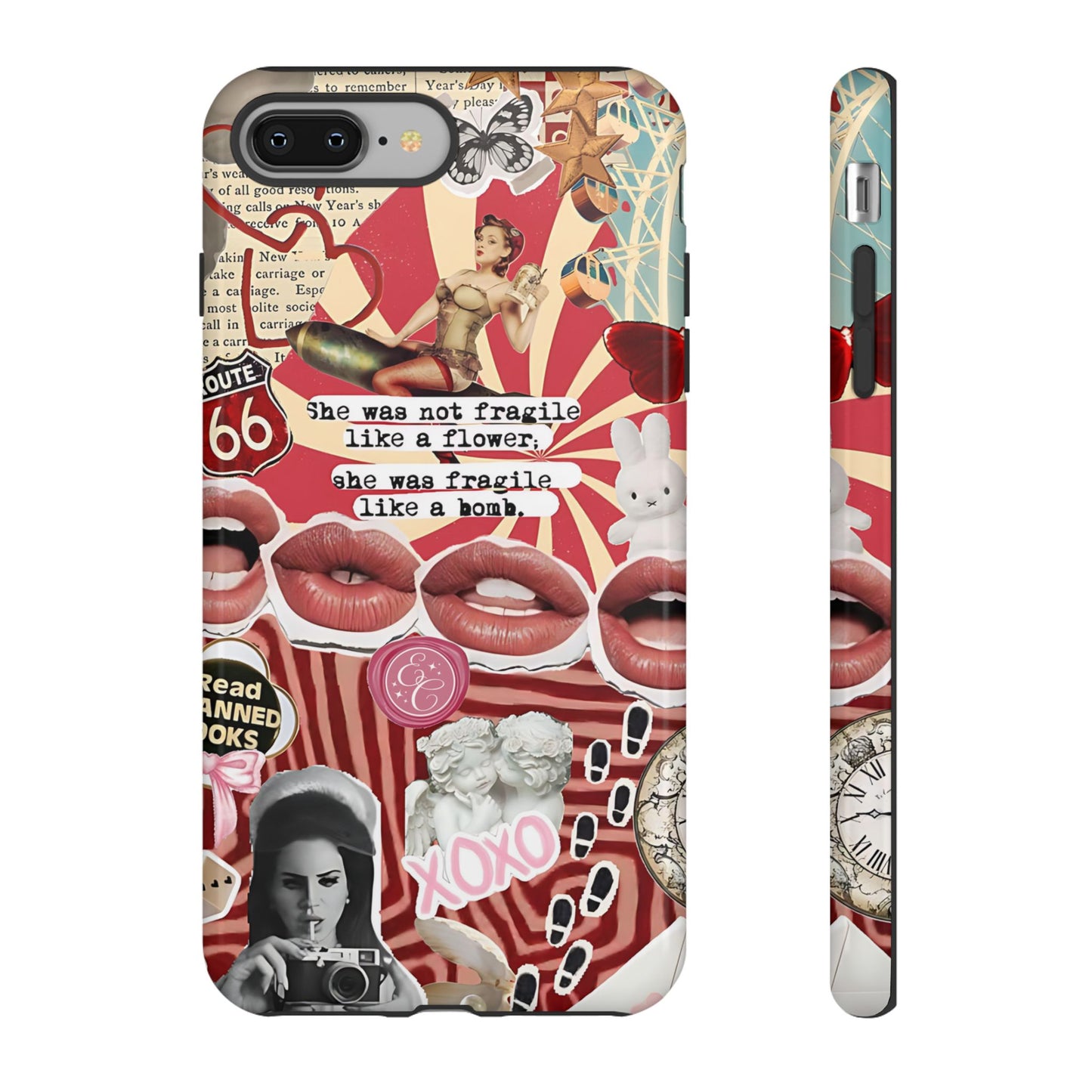 Feminine Aesthetic Retro Collage Tough Phone Case