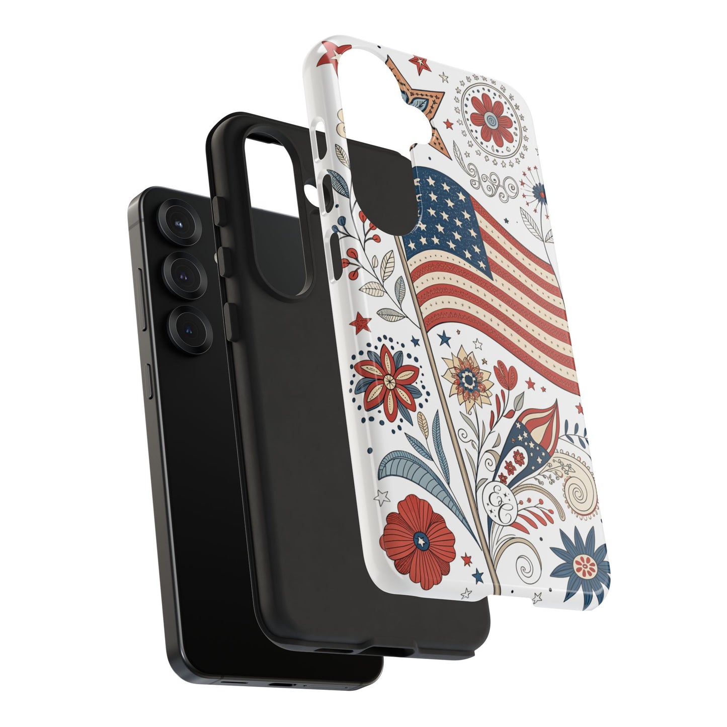 Boho USA Flag Floral Tough Phone Case