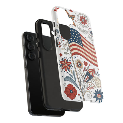 Boho USA Flag Floral Tough Phone Case