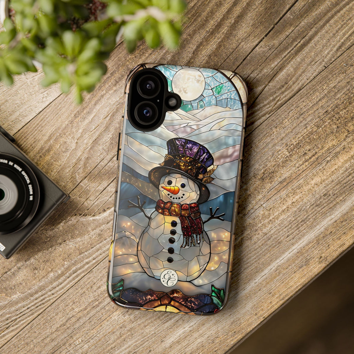 Snowman Stained Glass Phone Case