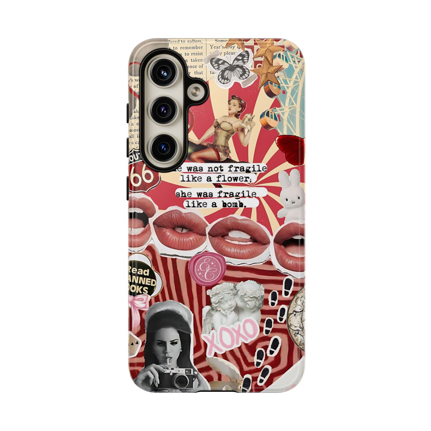 Feminine Aesthetic Retro Collage Tough Phone Case