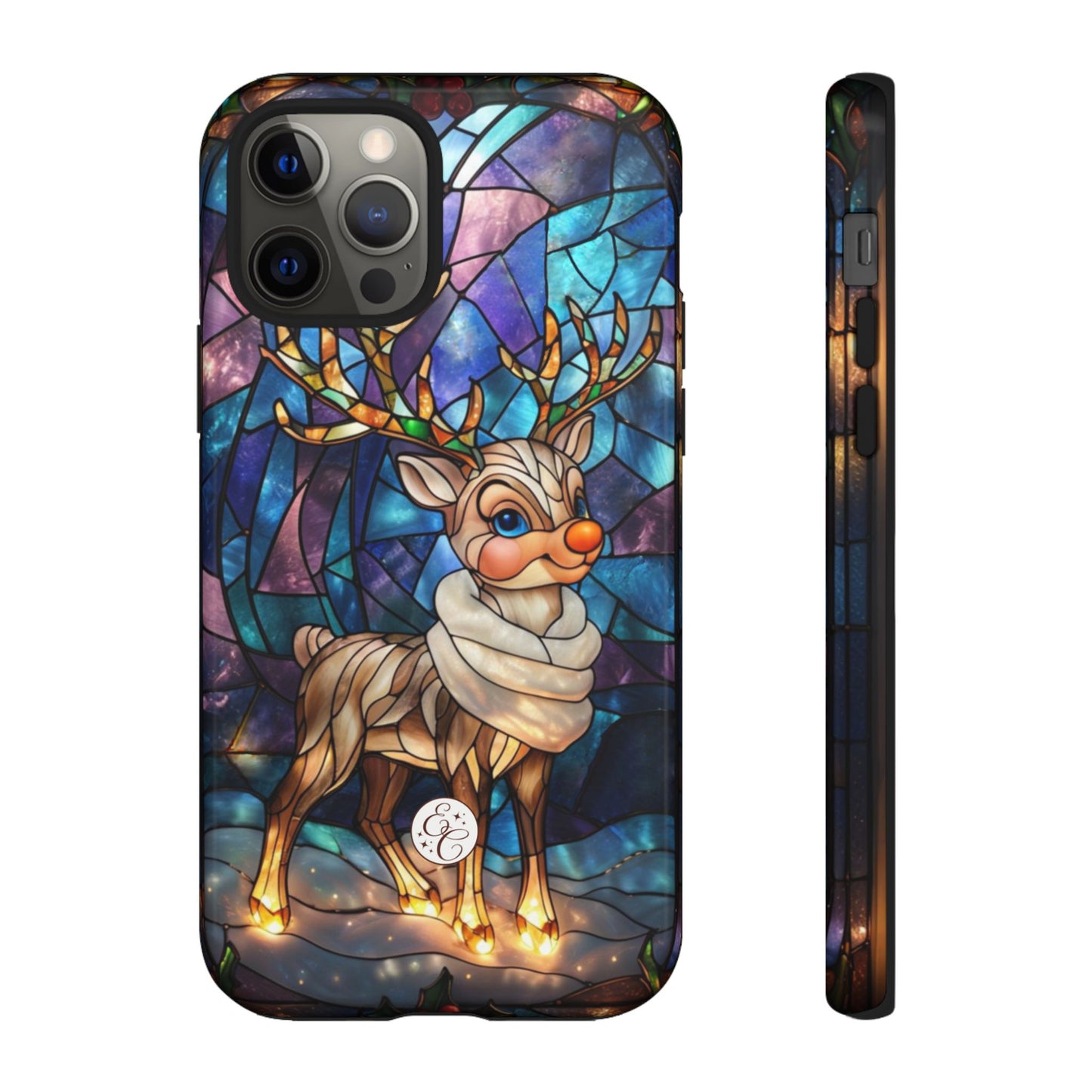 Cute Reindeer Stained Glass Tough Phone Case