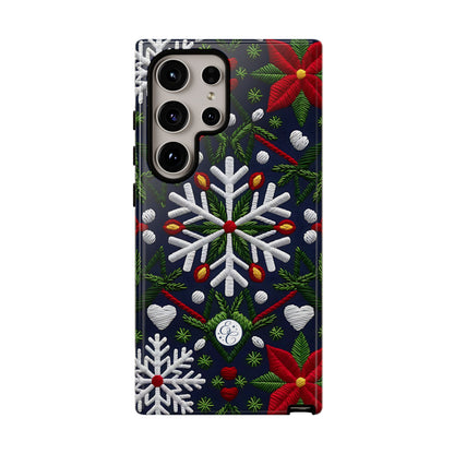 Snowflakes and Poinsettias Tough Phone Case