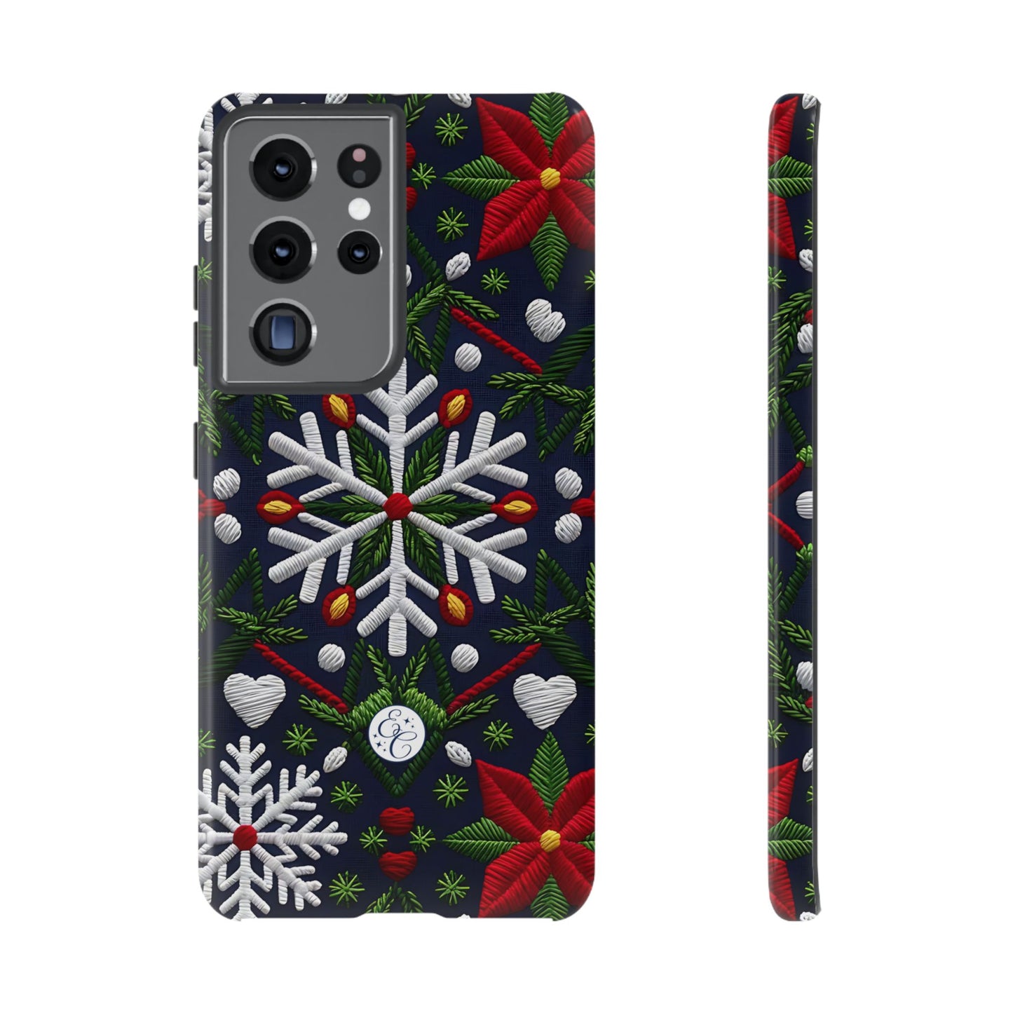 Snowflakes and Poinsettias Tough Phone Case