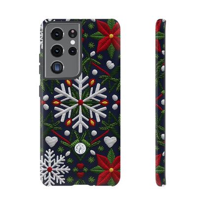 Snowflakes and Poinsettias Tough Phone Case