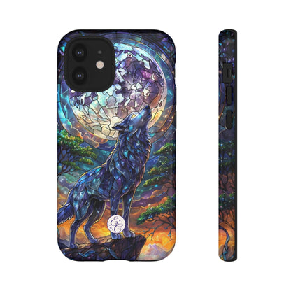 Moonlit Wolf Stained Glass Halloween Phone Case