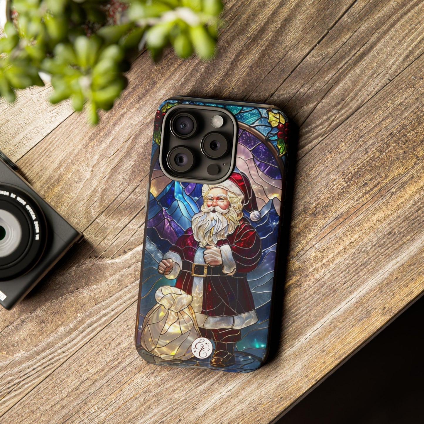 Santa Claus Stained Glass Tough Phone Case