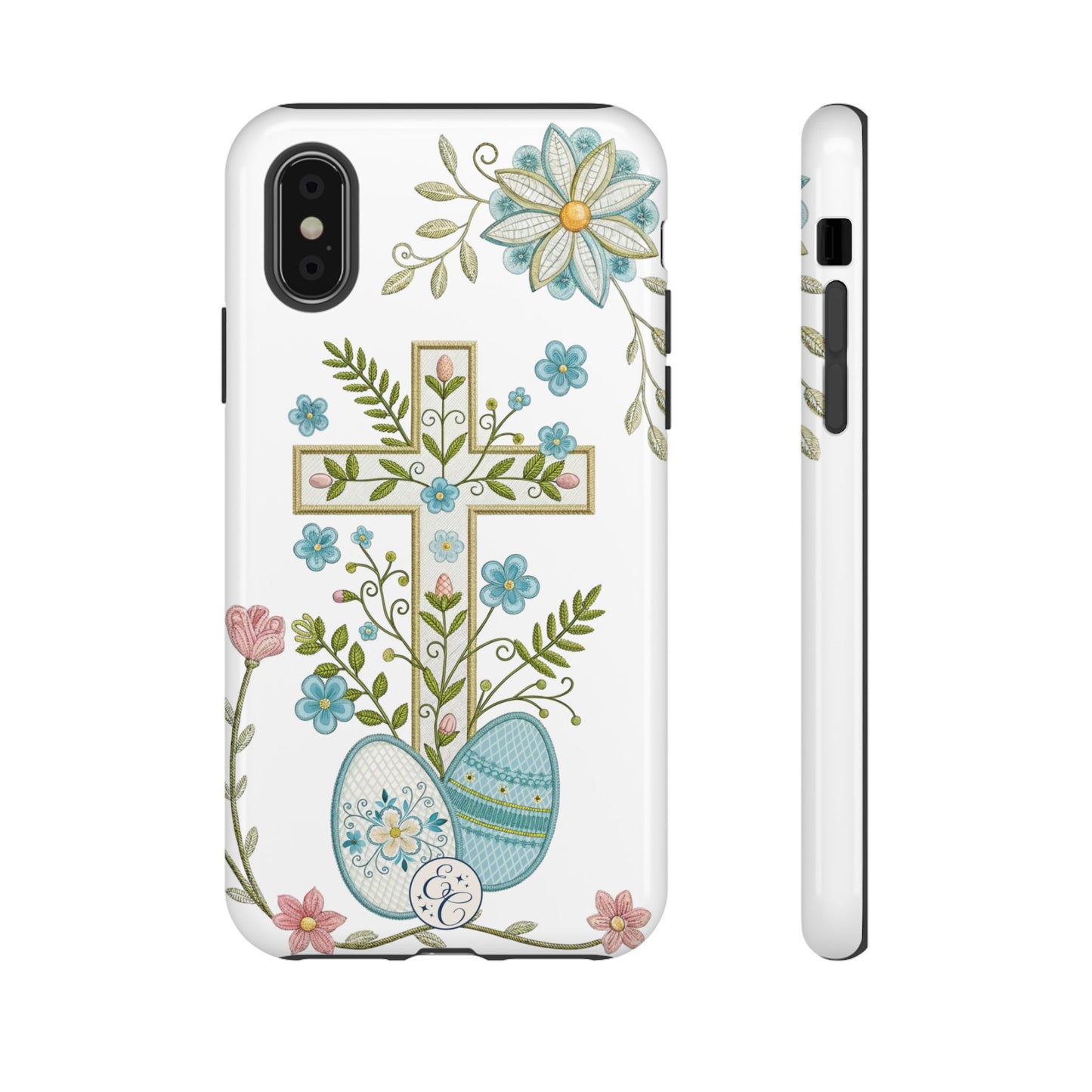 Vintage Easter Floral Cross Tough Phone Case