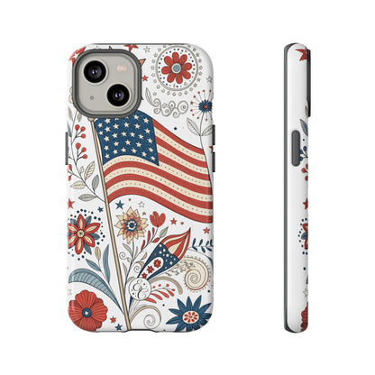Boho USA Flag Floral Tough Phone Case