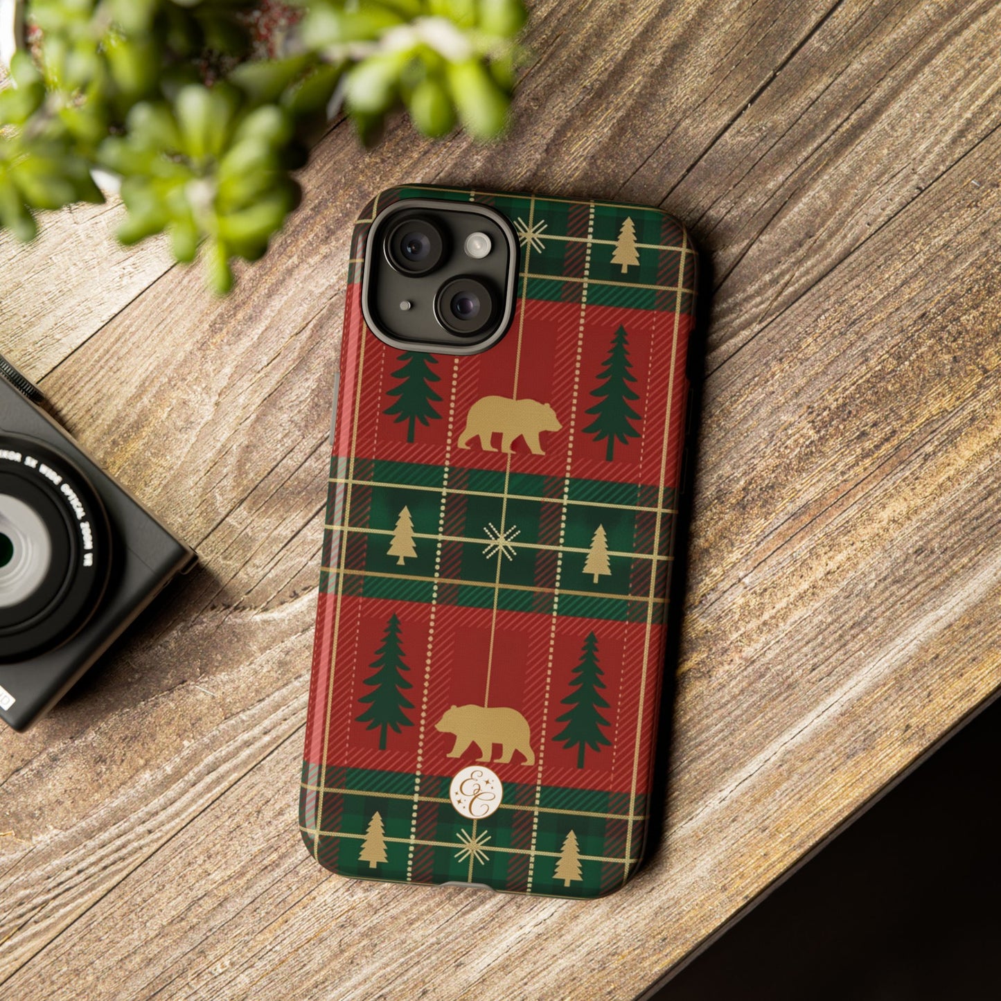 Christmas Bear Plaid Tough Phone Case