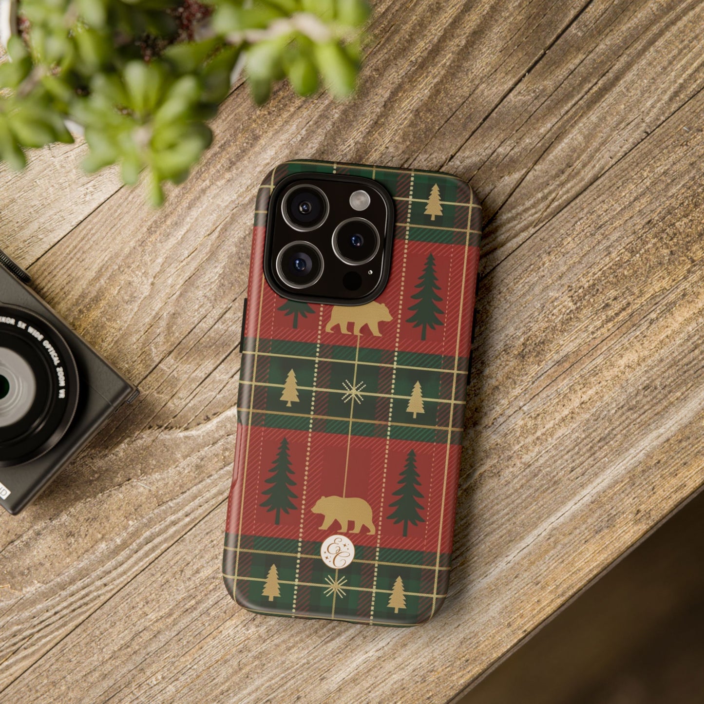 Christmas Bear Plaid Tough Phone Case