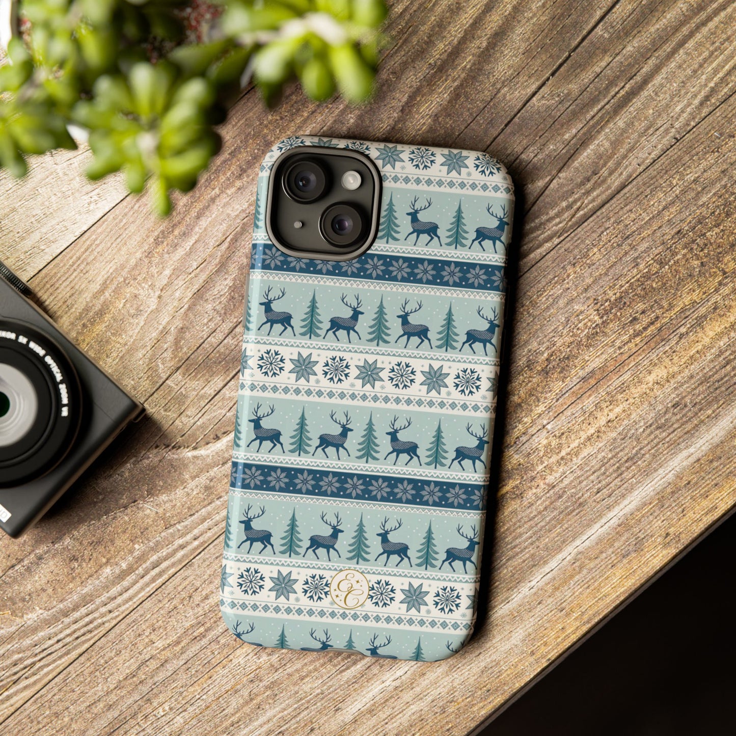 Blue Winter Reindeer Tough Phone Case