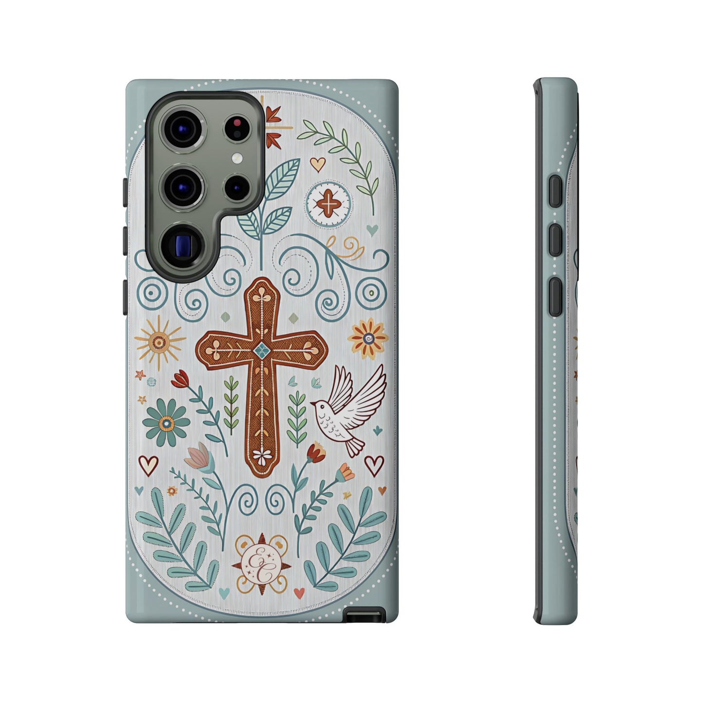 Christian Cross Floral Tough Phone Case