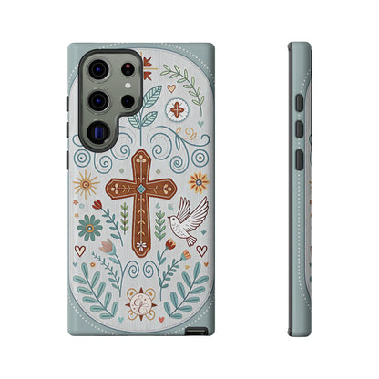 Christian Cross Floral Tough Phone Case
