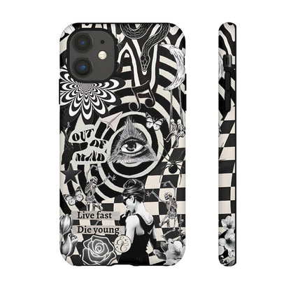 Black and White Psychedelic Art Tough Phone Case