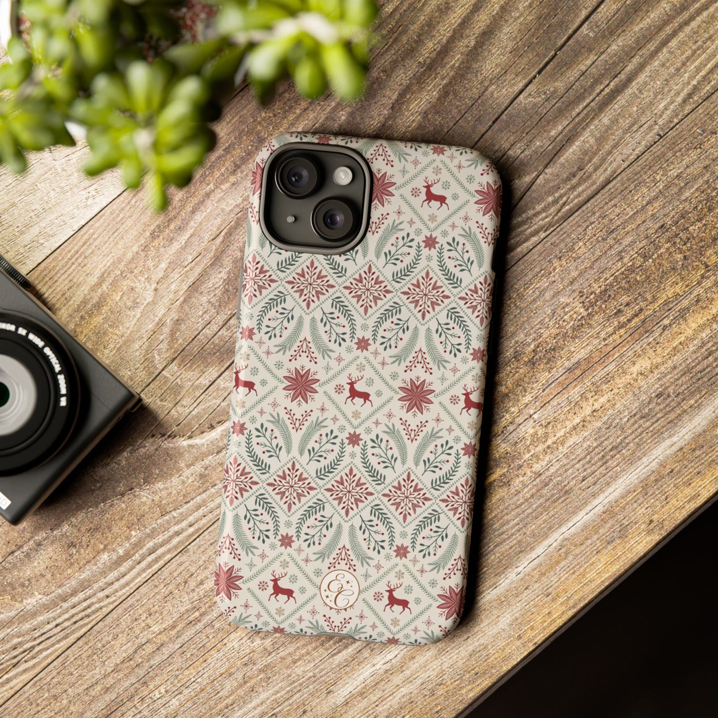 Red Reindeer Christmas Pattern Tough Phone Case